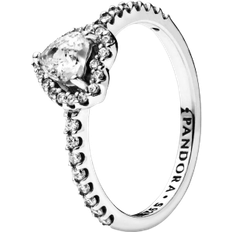 Pandora Kubisk Zirkon - Sølv Ringe Pandora Elevated Heart Ring - Silver/Transparent