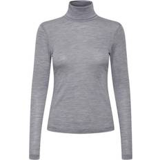 Gestuz Sivida Wool Rollneck Noos Sweater - Grey Melange