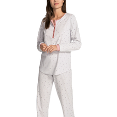Dame - Stribede Pyjamasser Calida Sweet Dreams Pyjama with Cuff - Rose Bud