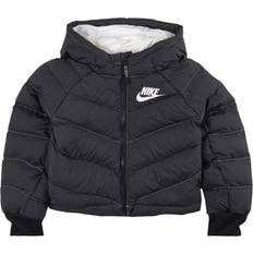 Nike Polyester Overtøj Nike Girl's Synthetic Fill Hooded Jacket - Black/White/White (DD7134-010)