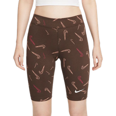 26 - Bomuld - XS Shorts Nike Women's Sportswear Printed Dance Shorts - Baroque Brown/White