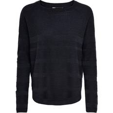 Only Stribede Sweatere Only Caviar Texture Knitted Pullover - Night Sky