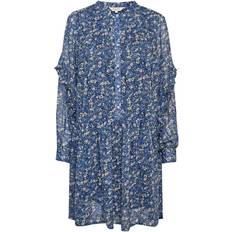 Blomstrede - Blå - Rund hals Kjoler Part Two Mila Dress - Blue Blurred Print