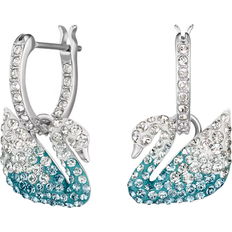 Swarovski Iconic Swan Hoop Earrings - Silver/Blue/Transparent