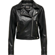 Only Imiteret læder Overtøj Only Faux Leather Biker Jacket - Black