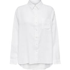 Hør Skjorter Only Solid Mixture Shirt - White