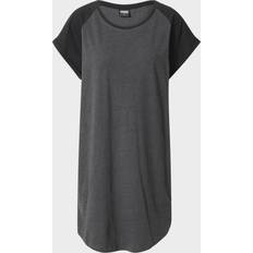 Urban Classics Hvid T-shirts & Toppe Urban Classics Ladies Ladies Contrast Raglan Tee Dress charcoal/redwine
