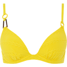 Dame - Gul - Nylon Bikinier Chantelle Texture Push Up Bra Bikini Top - Yellow Lemon