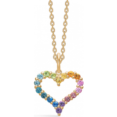 Guld Charms & Vedhæng Mads Z Tender Heart Rainbow Pendant Necklace - Gold/Sapphire/Topaz/Tourmaline/Amethyst