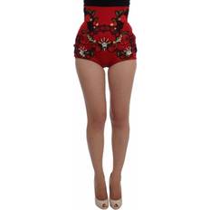 Dolce & Gabbana 40 Bukser & Shorts Dolce & Gabbana Silk Crystal Roses Shorts - Red