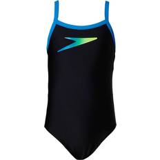 Sort Badedragter Speedo Boom Placement Thin Strap Muscleback Swimsuit - Black/Blue