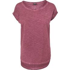 Urban Classics Dame - Grøn T-shirts & Toppe Urban Classics Ladies Ladies Long Back Shaped Spray Dye Tee burgundy