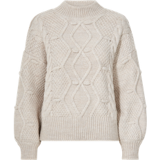 Object Pink - Polyester Tøj Object Cable Knit Jumper