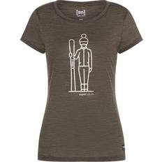 Dame - Gul - M - Uld T-shirts super.natural Women's Skieuse Tee Wren Melange/Gold