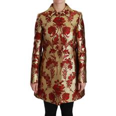Dame - Gul - S Frakker Dolce & Gabbana Women's Floral Brocade Cape Coat Jacket JKT2519 IT36