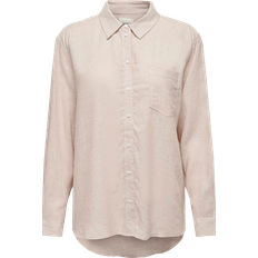 36 - Dame - XL Overdele Only Tokyo Plain Linen Blend Shirt - Grey/Moonbeam