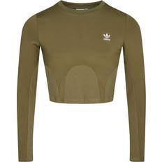 32 - Grøn T-shirts adidas Originals Langærmet top med seledetalje kakigrøn-Blå Kakifarvet