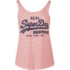 Superdry Vintage Logo Stripe Classic Sleeveless T-shirt White,Pink