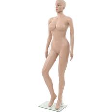 vidaXL Sexet kvindelig mannequin med glassokkel beige 180 cm
