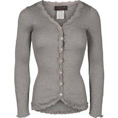 7 - Silke Tøj Rosemunde Vintage Lace Cardigan - Light Grey Melange