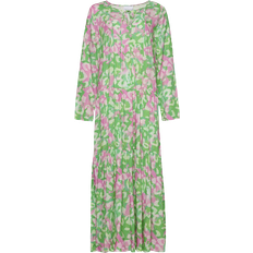 Dame - Grøn - Lange kjoler - Viskose Noella Imogene Long Dress - Green/Pink