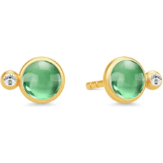 Julie Sandlau Prime Ear Studs - Gold/Green Amethyst/Transparent