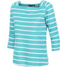 Jersey - Turkis T-shirts Regatta Women's Polexia Square Neck Top - Turquoise/White Stripe