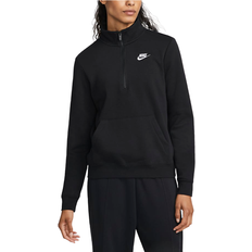 Nike Dame - Fleecetrøjer & Piletrøjer - Polyester Sweatere Nike Sportswear Club Fleece 1/2-Zip Sweatshirt - Black/White