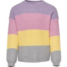 Lange ærmer Striktrøjer Only Kid's Knitted Striped Pullover - Purple/Viola