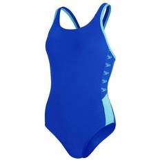 10 - 48 - Dame Badedragter Speedo Women's Logo Deep U-Back Swimsuit - Blue/White
