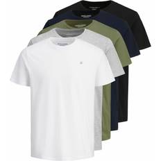 Bomuld - Multifarvet Overdele Jack & Jones Logo Crew Neck T-shirt 5-pack - White/Multi