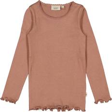 68 - Blonder Overdele Wheat Wheat Long Sleeve Lace Rib T-shirt - Vintage Rose