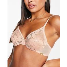 Gossard Rød Tøj Gossard Glossies - Unlined And See-Through Lace Bra in Pale Pink