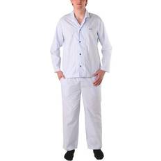 Hugo Boss Herre - Hvid Pyjamasser Hugo Boss Cotton Stripe Long Pyjama Blue/White