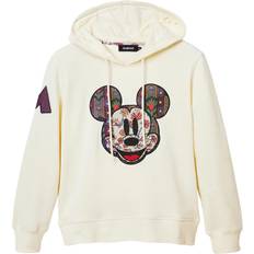 Desigual Hvid Sweatere Desigual Hoodie With Mickey Mouse Patch Kvinde Hættetrøjer Ensfarvet hos Magasin 1001 Crudo
