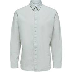 Selected Grå Overdele Selected Slhslimnew-Linen Shirt Ls W Noos
