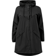 Zizzi M Overtøj Zizzi Rain Jacket with Pockets and Hood - Black