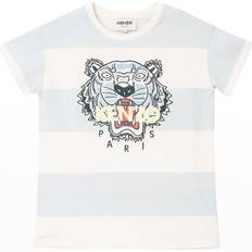 Kenzo Børnetøj Kenzo Boy's Striped Tiger Logo T-shirts- Pale Blue (K25649)