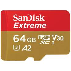 SanDisk 64 GB - USB 3.0/3.1 (Gen 1) - microSDXC Hukommelseskort SanDisk Extreme microSDXC Class 10 UHS-I U3 V30 A2 170/80MB/s 64GB