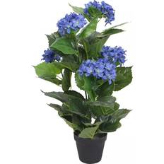 Blå Dekorationer vidaXL Kunstig hortensia-plante med potte 60 cm blå Kunstig plante