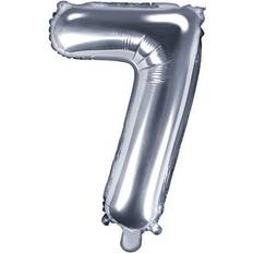 PartyDeco Foil Balloon Number 7 35cm Silver