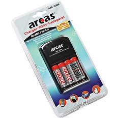 Arcas Batterioplader inkl. 4 stk AA batterier