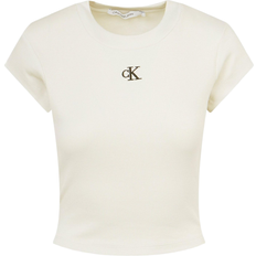Calvin Klein Beige Overdele Calvin Klein Slim Rib Cropped T-shirt