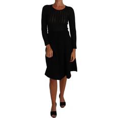 8 - S - Sort Kjoler Dolce & Gabbana Sheath Long Sleeves Dress - Black