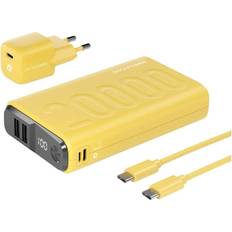 RealPower PB-20000 Power Pack Powerbank 20000 mAh Litium USB, USB-C Gul