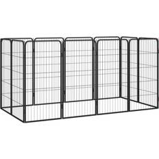 vidaXL 12-panels hundegård 50x100 pulverlakeret stål sort