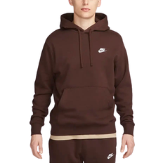 Brun - Polyester - Unisex Sweatere Nike Sportswear Club Fleece Pullover Hoodie - Earth/Earth/White