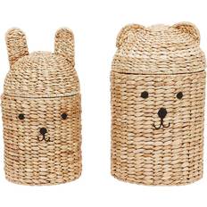 OYOY Beige Børneværelse OYOY Bear & Rabbit Storage Basket Set 2-pcs