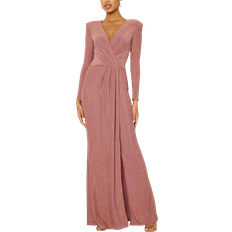 Lange kjoler - Pink - Stretch Goddiva Long Sleeve Glitter Maxi Dress