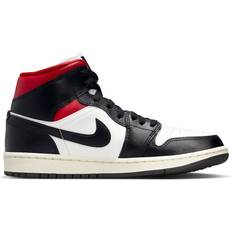 Nike 44 ⅓ - Dame - Snørebånd Sneakers Nike Air Jordan 1 Mid W - Black/Sail/Gym Red